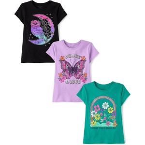 The Children’s Place Girls Kindness, Love, Equality Short Sleeve Graphic T-Shirts,multipacks(Positive Message 3-pack)