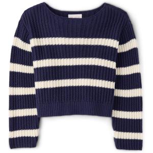 The Children’s Place Girls’ Long Sleeve Crew Neck Pullover Sweater(Blackcurrant)