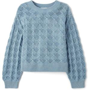 The Children’s Place Girls’ Long Sleeve Crew Neck Pullover Sweater(Blue Aura)