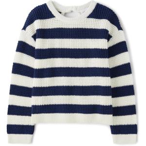 The Children’s Place Girls’ Long Sleeve Crew Neck Pullover Sweater(Bunny Tail Stripe)