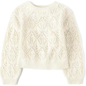 The Children’s Place Girls’ Long Sleeve Crew Neck Pullover Sweater(Bunnys Tail Stitched)