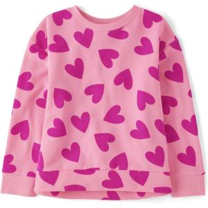 The Children’s Place Girls’ Long Sleeve Crew Neck Pullover Sweater(Love Hearts)