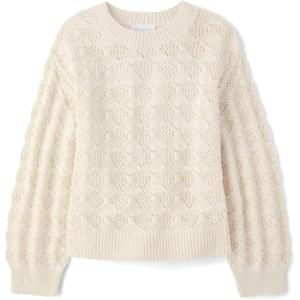 The Children’s Place Girls’ Long Sleeve Crew Neck Pullover Sweater(White Daisy)