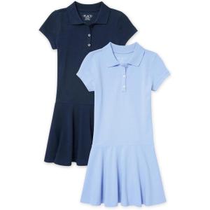 The Children’s Place Girls’ Pique Polo Dress(Lt Blue/Tidal 2-pack)
