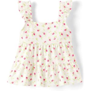 The Children’s Place Girls’ Sleeveless Knit Tops(Simply White Tiered)