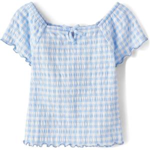 The Children’s Place Girls’ Smocked Short Sleeve Tops(Breeze Keyhole)