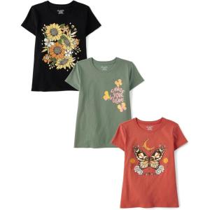 The Children’s Place Girls’ Unicorns,Butterfly Short Sleeve Graphic T-Shirts,3 Pack(Dreams/Butterfly/Flowers)