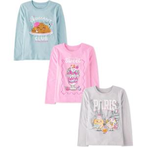 The Children’s Place Girls’ Unicorns,Sports,Butterflies Long Sleeve Graphic T-Shirts,3 Pack(Winter Sweet Treats)