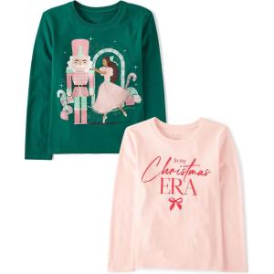 The Children’s Place Kids’ All Holidays,Birthdays Long Sleeve Graphic T-Shirts,2 Pack(Nutcracker/Christmas Era)