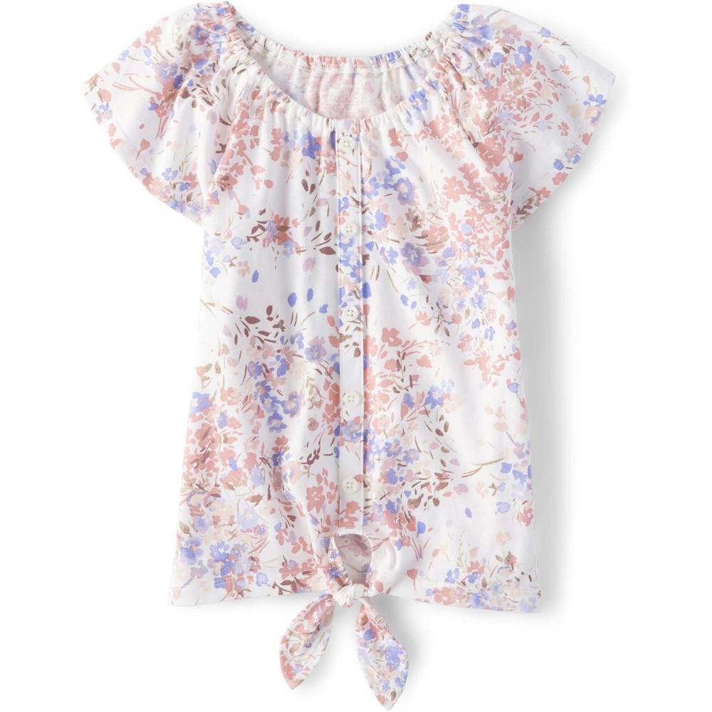 imageShort Sleeve Tie Front TopWispy Floral
