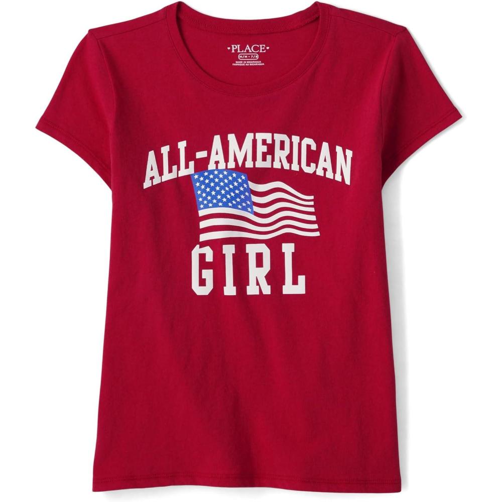 imageThe Childrens Place Girls Short Sleeve Graphic TShirtAll American Girl