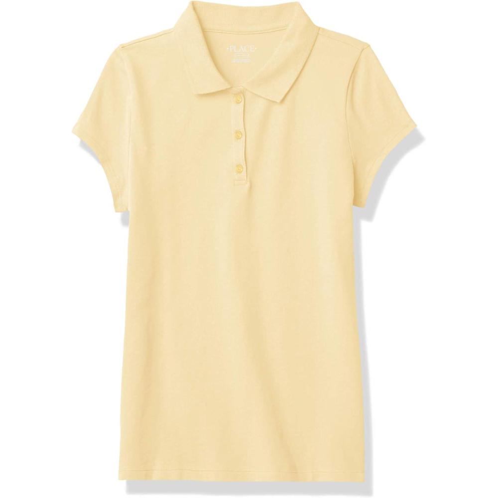imageThe Childrens Place Girls Short Sleeve Ruffle Pique Polo ShirtPale Sun