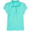 The Children’s Place Girl’s Short Sleeve Ruffle Pique Polo Shirt(Seafrost)