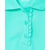 The Children’s Place Girl’s Short Sleeve Ruffle Pique Polo Shirt(Seafrost Single)