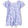 Short Sleeve Tie Front Top(Iris Pop)