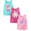 The Children’s Place Girls’ Assorted Sleeveless Tie Front Tank Tops(Turtle/Dolphin/Flamingo 3-pack)