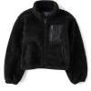 The Children’s Place Girls’ Long Sleeve Sherpa Fleece Full Zip Jacket(Black)
