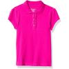 The Children’s Place Girl’s Short Sleeve Ruffle Pique Polo Shirt(Aurora Pink Single)