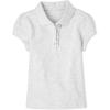 The Children’s Place Girl’s Short Sleeve Ruffle Pique Polo Shirt(Heather Grey Single)