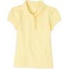 The Children’s Place Girl’s Short Sleeve Ruffle Pique Polo Shirt(Pale Sun Single)