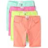 The Children’s Place Girls’ Solid Skimmer Shorts(Aqua/Pink/Yellow/Orange Brights 4-pack)