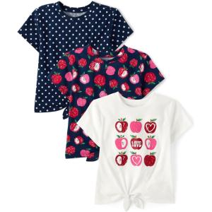 Short Sleeve Tie Front Top(Apple Hearts/Apples/Tidal 3-pack)