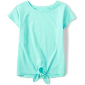 Short Sleeve Tie Front Top(Mellow Aqua)