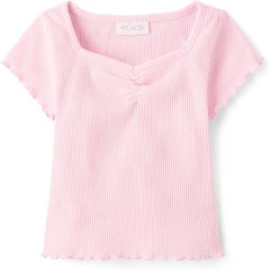 The Children’s Place Girls’ Basic Short Sleeve Knit Shirts(Cameo)
