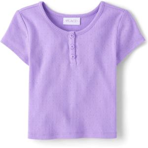 The Children’s Place Girls’ Basic Short Sleeve Knit Shirts(Dream Lilac)