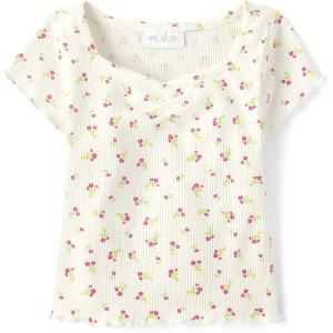 The Children’s Place Girls’ Basic Short Sleeve Knit Shirts(Simply White)