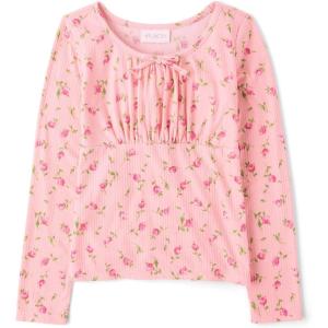 The Children’s Place Girls’ Everyday Casual Long Sleeve Knit Shirts(Pink Carmine)