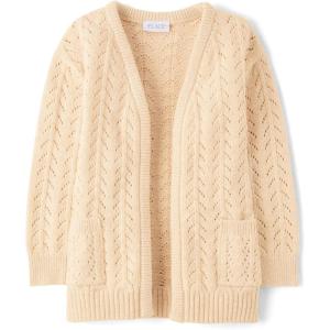 The Children’s Place Girls’ Long Sleeve Open Front Knit Cardigan(Frappe)