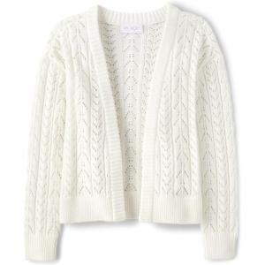 The Children’s Place Girls’ Long Sleeve Open Front Knit Cardigan(Stitch White)