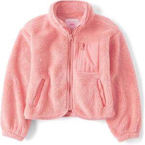 The Children’s Place Girls’ Long Sleeve Sherpa Fleece Full Zip Jacket(Pink Kiss)