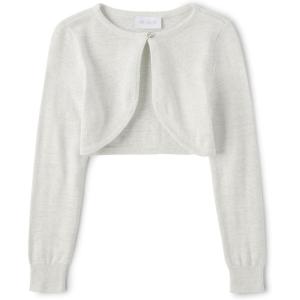 The Children’s Place Girls’ Long Sleeve Shrug Cardigan(Metallic White)