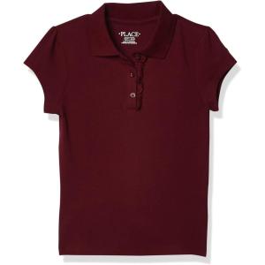 The Children’s Place Girl’s Short Sleeve Ruffle Pique Polo Shirt(Rubine)