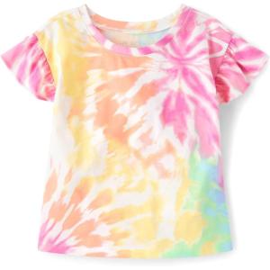 The Children’s Place Girls’ Short Sleeve Ruffle Print Top(Cosmos)