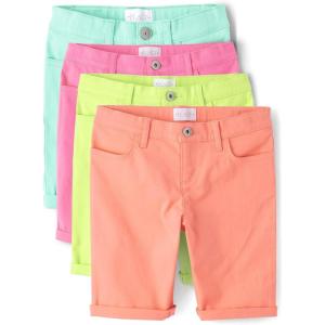 The Children’s Place Girls’ Solid Skimmer Shorts(Aqua/Pink/Yellow/Orange Brights 4-pack)