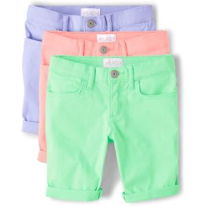 The Children’s Place Girls’ Solid Skimmer Shorts(Peri Tint 3-pack)