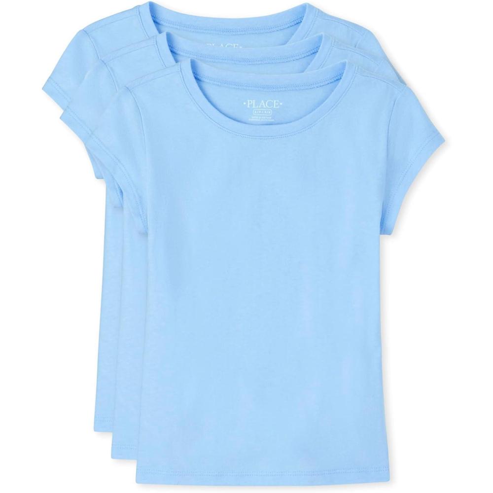 imageThe Childrens Place Girls Basic Short Sleeve Layering TeeDaybreak 3pack