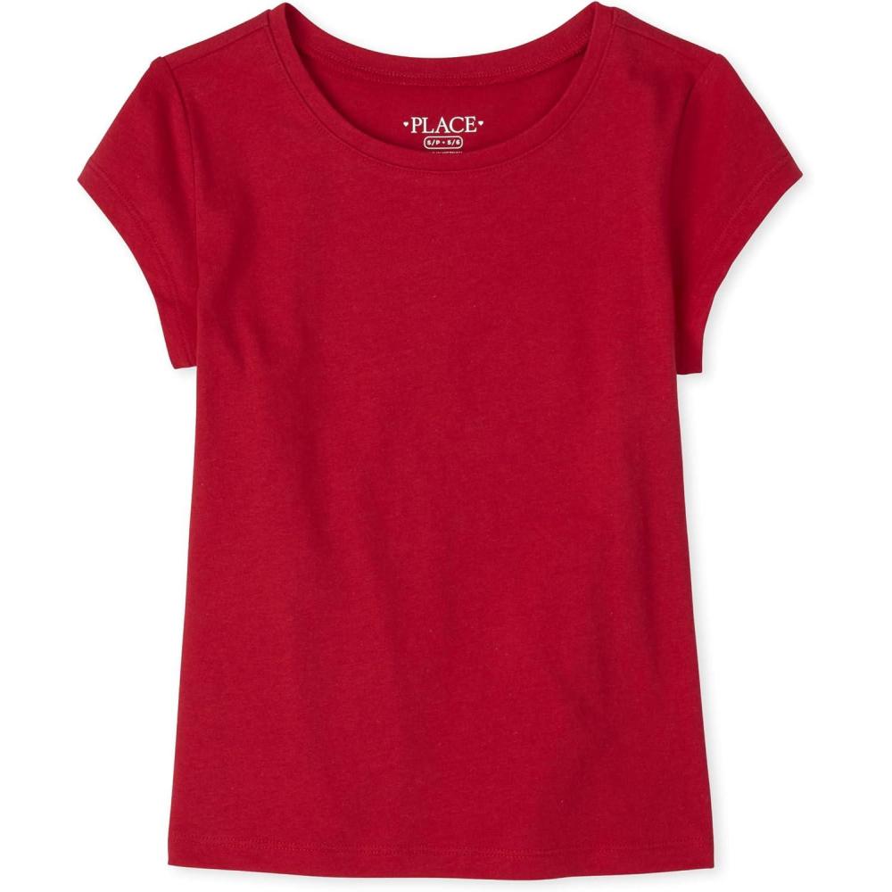 imageThe Childrens Place Girls Basic Short Sleeve Layering TeeRuby Single