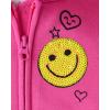 The Children’s Place Girls’ Long Sleeve Hooded Fleece Full Zip Up(Fall Fuschia Graphic)