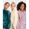 The Children’s Place Girls’ Long Sleeve Hooded Fleece Full Zip Up(Light Lavendor Velour Rib)