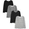 The Children’s Place Girls’ Long Sleeve High Low Tops(Black Multi 4-pack)