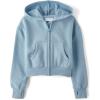The Children’s Place Girls’ Long Sleeve Hooded Fleece Full Zip Up(Blue Aura)