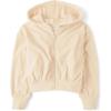 The Children’s Place Girls’ Long Sleeve Hooded Fleece Full Zip Up(Frappe Velour Rib)