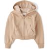 The Children’s Place Girls’ Long Sleeve Hooded Fleece Full Zip Up(Latte)