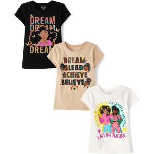 The Children’s Place Girls’ All Holidays,Birthdays Short Sleeve Graphic T-Shirts,3 Pack(Dream/Girl/Future)