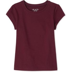 The Children’s Place Girls Basic Short Sleeve Layering Tee(Rubine Single)