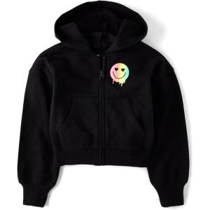 The Children’s Place Girls’ Long Sleeve Hooded Fleece Full Zip Up(Happy Vibes)